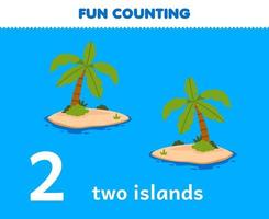 Education game for children fun counting two islands printable nature worksheet vector