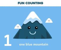 Education game for children fun counting one blue mountain printable nature worksheet vector