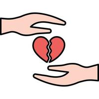 holding broken heart which can easily edit or modify vector