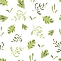 Herbal seamless pattern Green herb background Nature organic design Ecological wild pattern. Hand painted leaves Botanical print textile design. Simple green nature illustration. Endless ornament. vector