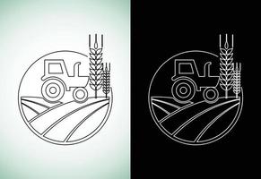 Tractor or farm line art style logo design, suitable for any business related to agriculture industries. vector