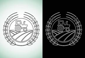 diseño de logotipo de estilo de arte de línea de tractor o granja, adecuado para cualquier negocio relacionado con las industrias agrícolas. vector