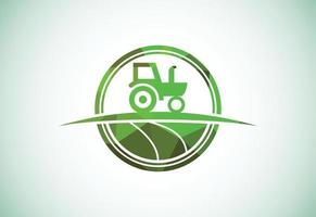 diseño de logotipo de tractor o granja de estilo polivinílico bajo, adecuado para cualquier negocio relacionado con las industrias agrícolas. vector