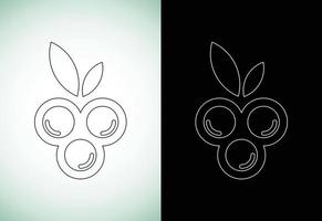 Blueberry line art style logo design vector template