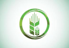 Wheat In Circle Low Poly Style Icon and Logo. For Identity Style of Natural Product Company and Farm Company. vector