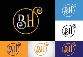 vector de diseño de logotipo de letra inicial bh. símbolo del alfabeto gráfico para la identidad empresarial corporativa