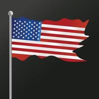 EE.UU. país ondeando el asta de la bandera de los Estados Unidos de América listo para su diseño vector