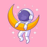 Astronaut hanging on the moon alone vector