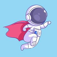 el astronauta vuela y lleva una capa de superhéroe vector