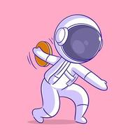 Astronaut playing discus throw with passion vector