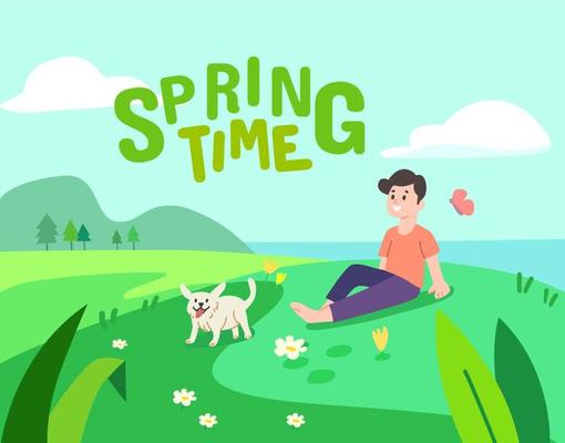 Spring time Illustration landscape