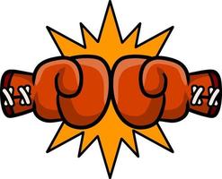 guante de boxeo. pelea de puños Deportes extremos. símbolo de la huelga y un golpe de gracia. equipo de deporte. ilustración de dibujos animados vector
