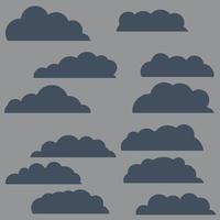 nubes de lluvia elemento azul oscuro del mal tiempo otoñal. conjunto de la naturaleza y el cielo. ilustración plana de dibujos animados. vector