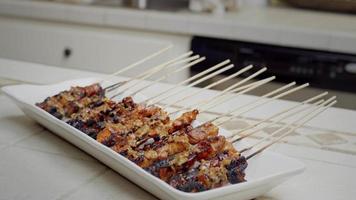 Chicken Satay With Peanut Sauce on a Tray video