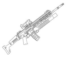 Long-barreled weapon line art vector