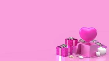 The heart and gift box for valentine celebration concept 3d rendering photo