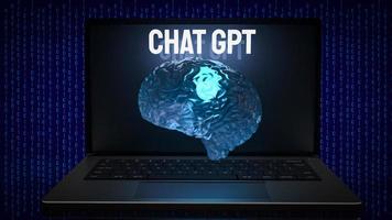 The chat gpt text and brain for technology concept 3d rendering photo