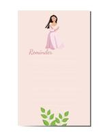 Vector template page Reminder design beautiful girl hugging herself. Page of a girl's personal diary