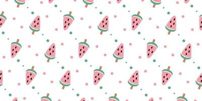 Cute watermelon ice cream pattern for fresh or tropical background vector