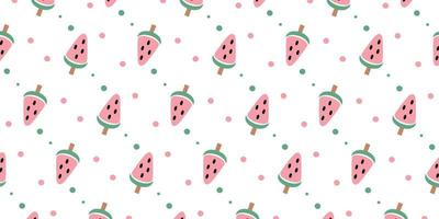 Cute watermelon ice cream pattern for fresh or tropical background vector