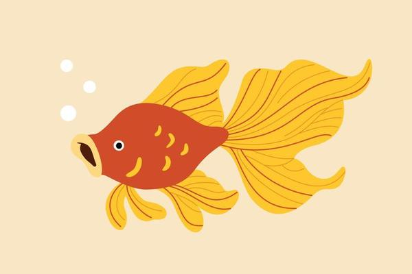 Illustration of gold fish with bubble