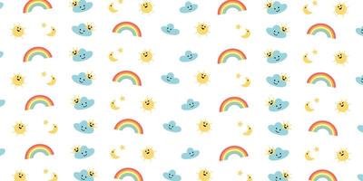 Abstract rainbow and cloud pattern for kids background and wallpaper vector