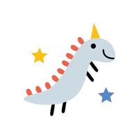 lindos dinosaurios con estrella y sombrero de cumpleaños ilustración para niños elemento de diseño vector