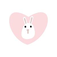 Cute rabbit with pink love shape for girls and child design element vector