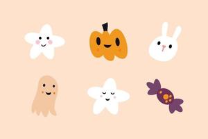 Set of simple and cute halloween object illustration for holiday design ornament vector