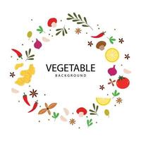 Round vegetable copy space background. Healthy food illustration for frame vector