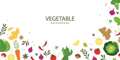 Banner template in vegetable theme. Background design of nature for copy space and frame vector