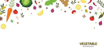 diseño de plantilla de banner vegetal. fondo de alimentos saludables para copiar espacio y marco vector