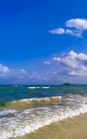 Tropical caribbean beach clear turquoise water Playa del Carmen Mexico. photo