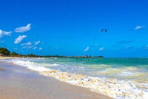 Tropical caribbean beach clear turquoise water Playa del Carmen Mexico. photo