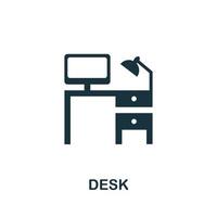 icono de escritorio. ilustración simple de la colección de muebles. icono de escritorio creativo para diseño web, plantillas, infografías vector