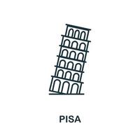 Pisa icon from italy collection. Simple line Pisa icon for templates, web design and infographics vector