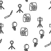 Selfie Photo Camera Vector Seamless Pattern