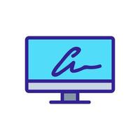 on-screen signature icon vector outline illustration