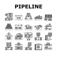 Pipeline Construction Collection Icons Set Vector