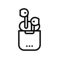 wireless earbuds line icon vector illustration