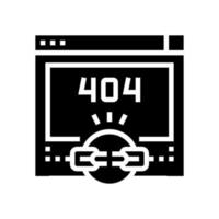 enlace roto 404 error glifo icono vector ilustración