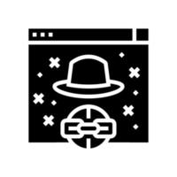 black hat link glyph icon vector illustration