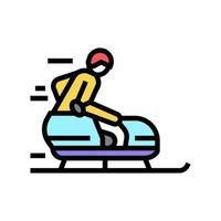 Ilustración de vector de icono de color de atleta discapacitado de trineo