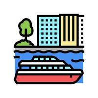 passenger cruise ship liner color icon vector illustration