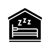 sleeping in bed glyph icon vector illustration