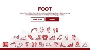 Foot Human Body Part Landing Header Vector