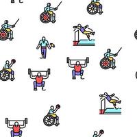 Handicapped Athlete Sport Game Vector Seamless Pattern