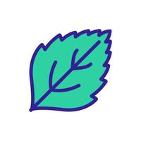 mint leaf close-up view icon vector outline illustration