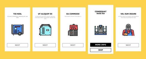 Welding Machine Tool Onboarding Icons Set Vector