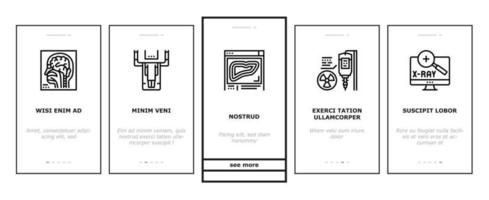 conjunto de iconos de incorporación de equipos de radiología vector